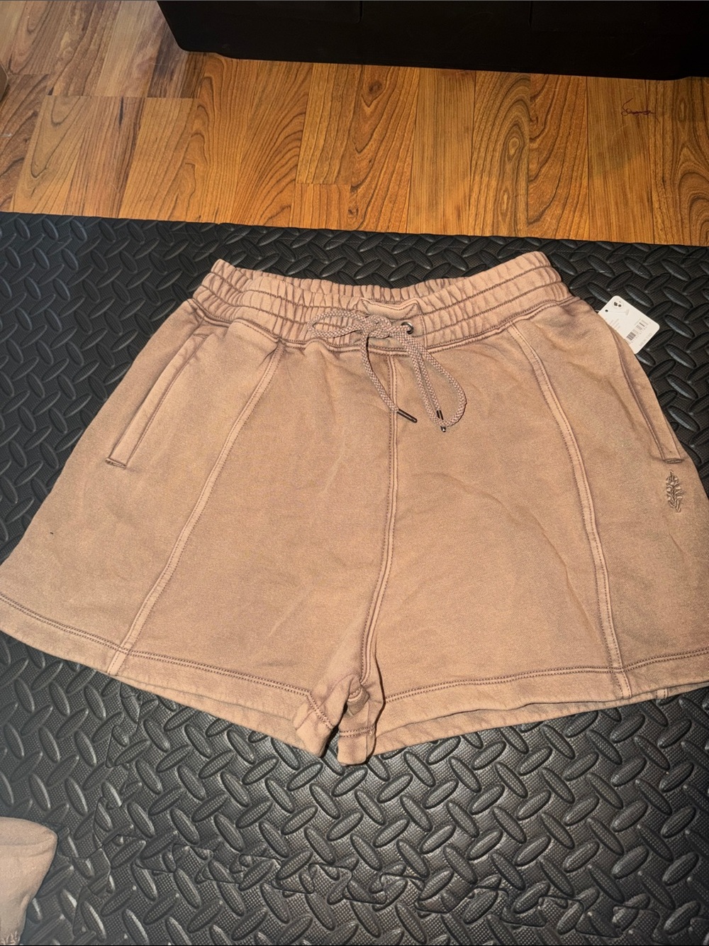 Free People Washed Taupe Drawstring Athletic Shorts